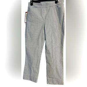 Hilary Radley Women's Capri Pant Stretch Blue/White Stripe Pull On M